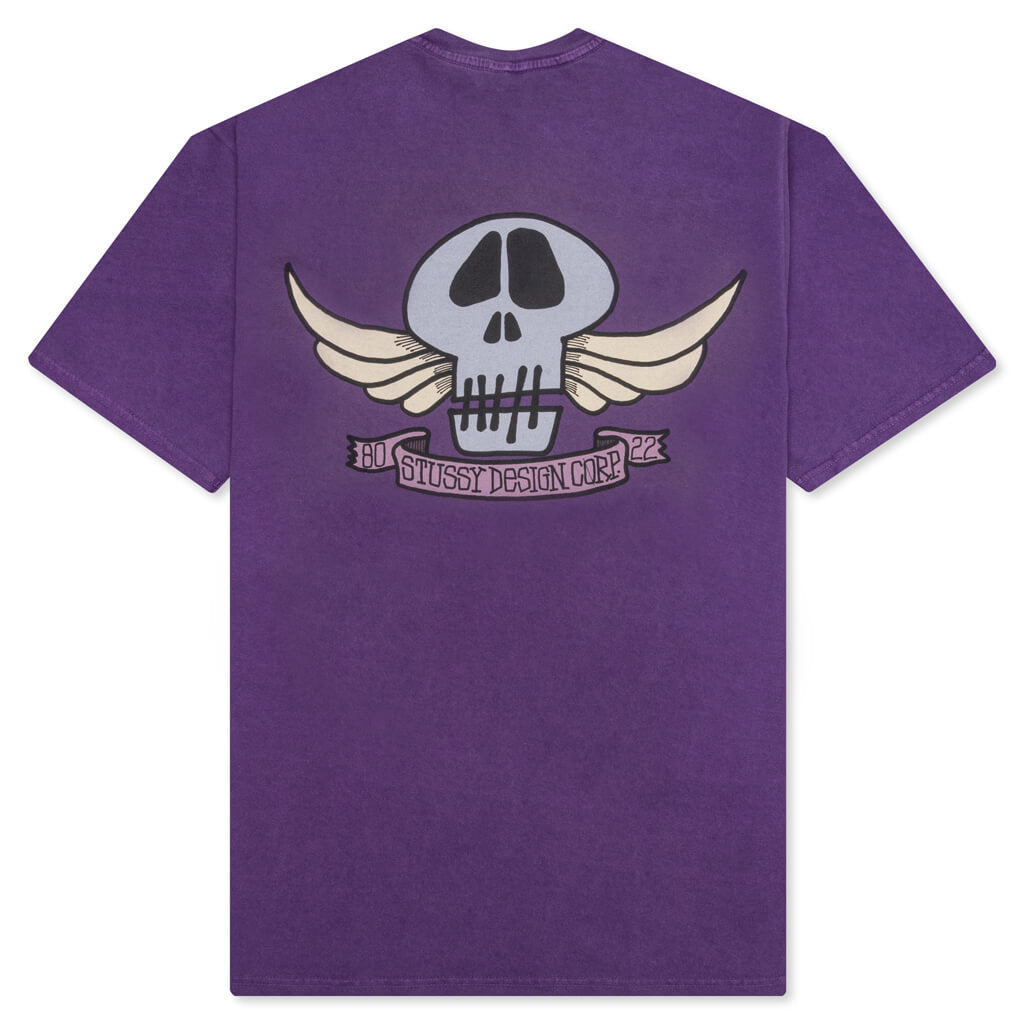 Skull Wings Dyed Tee - Purple