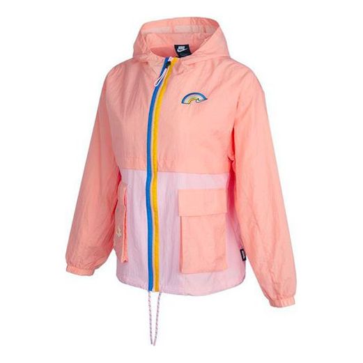 (WMNS) Nike Sportswear Icon Clash Pattern Embroidered Contrasting Colors Light Woven Hooded Jacket Deep Red DJ5375-641