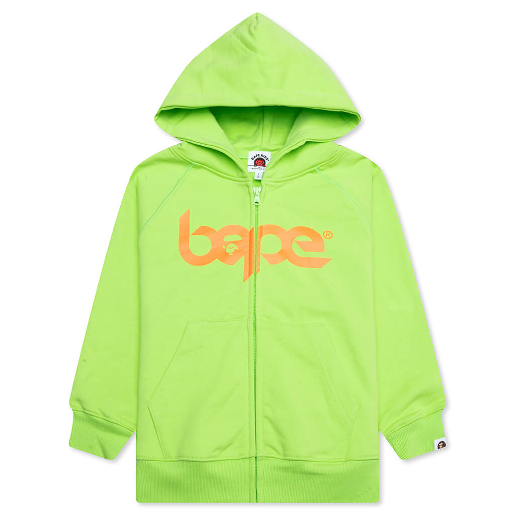 Kid's Bape Relaxed Fit Pigment Dye Zip Hoodie - Green