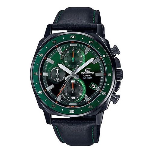 CASIO Waterproof EDIFICE Mens BlackGreen Analog EFV-600CL-3