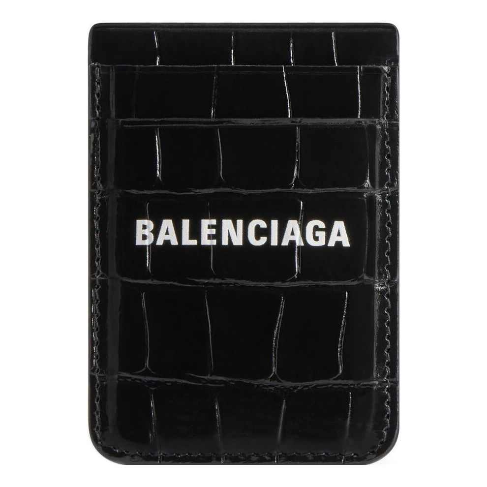 (WMNS) Balenciaga Cash Magnet Card Holder Crocodile Embossed 'Black White' 6758352AAYM1090