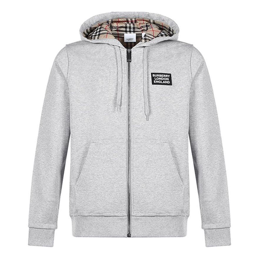 Men's Burberry FW20 Hooded Zipper Jacket Light Grey 80262211
