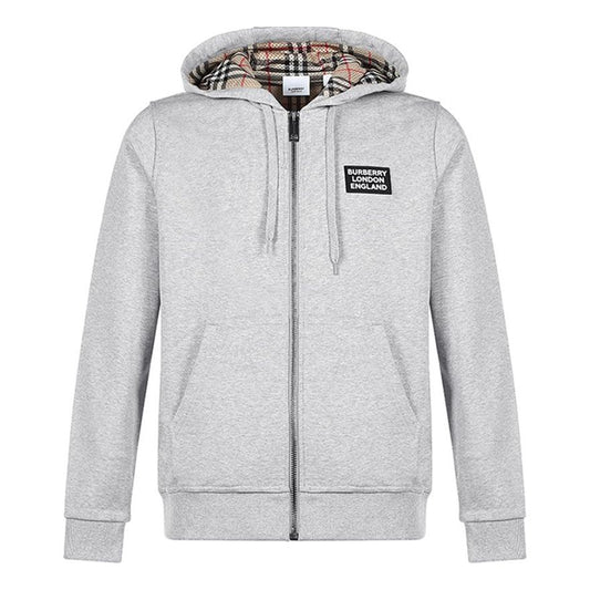 Men's Burberry FW20 Hooded Zipper Jacket Light Grey 80262211