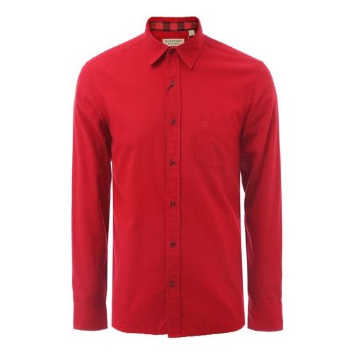 Men's Burberry Sleeve Long Sleeves Shirt Red 80195781