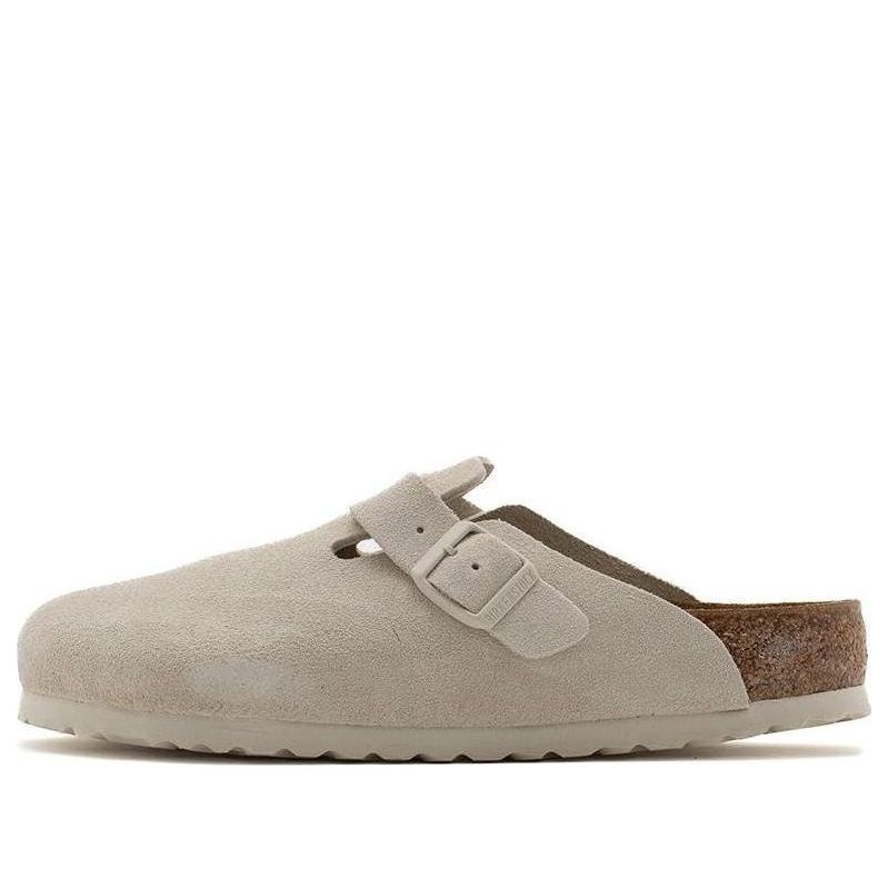 Birkenstock Boston Suede Leather Sandals 'Antique White' 1024731