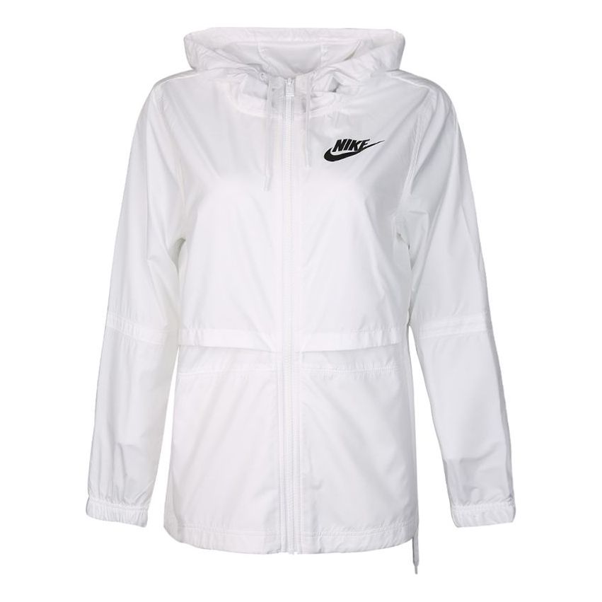 (WMNS) Nike As W Nsw Jkt Wvn Sports Running Windproof Jacket Autumn White AJ2983-101