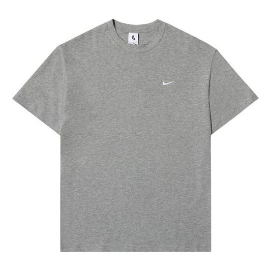 Nike Solo Swoosh Small Label Logo Solid Color Sports Round Neck Short Sleeve Gray CV0559-063