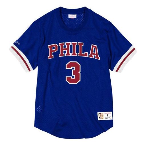 Mitchell & Ness Short Sleeve Athleisure Casual Sports Philadelphia 76ers Unisex Navy Blue NNMPSC19040-P76ROYA96AIV