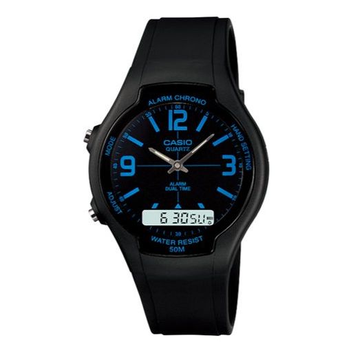 CASIO Quartz Waterproof Sports Mens Black Analog/Digital Combo AW-90H-2B
